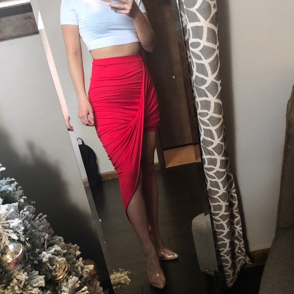 Missguided Dresses & Skirts - Red Asymmetrical Skirt